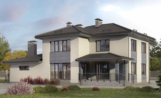 340-005-П Проект двухэтажного дома, гараж, классический домик из поризованных блоков Темрюк | Проекты домов от House Expert
