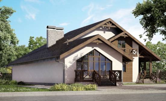 265-001-П Проект двухэтажного дома с мансардой и гаражом, уютный загородный дом из бризолита Темрюк | Проекты домов от House Expert