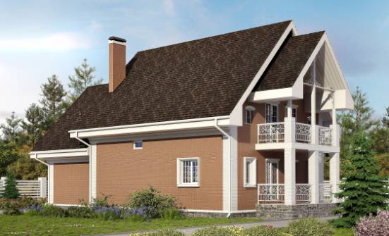 185-003-П Проект двухэтажного дома с мансардой, гараж, просторный домик из бризолита Темрюк | Проекты домов от House Expert