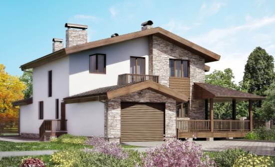 220-001-П Проект двухэтажного дома мансардой и гаражом, красивый загородный дом из твинблока Темрюк | Проекты домов от House Expert