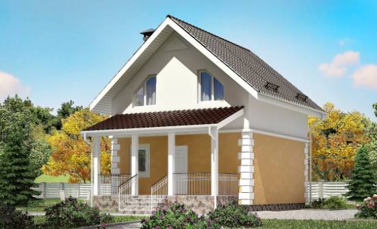 070-002-П Проект двухэтажного дома мансардой, миниатюрный коттедж из керамзитобетонных блоков Темрюк | Проекты домов от House Expert