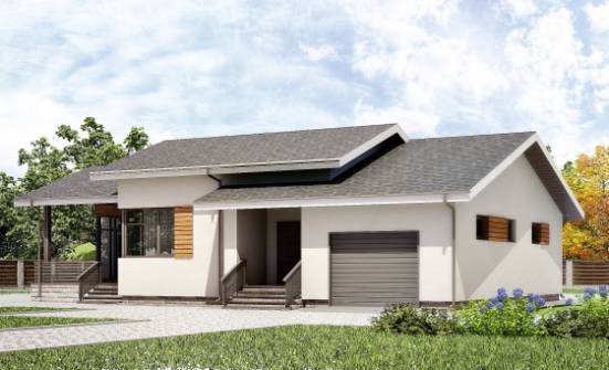 135-002-П Проект одноэтажного дома и гаражом, красивый домик из блока Темрюк | Проекты домов от House Expert