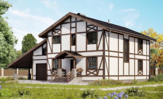 250-002-Л Проект двухэтажного дома с мансардой и гаражом, простой дом из кирпича Темрюк | Проекты домов от House Expert