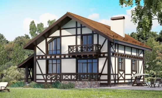 155-002-П Проект двухэтажного дома мансардой, гараж, экономичный домик из теплоблока Темрюк | Проекты домов от House Expert