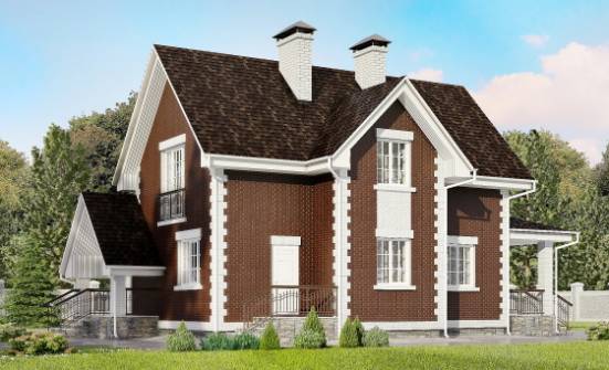 190-003-Л Проект двухэтажного дома с мансардой, гараж, просторный домик из газобетона Темрюк | Проекты домов от House Expert