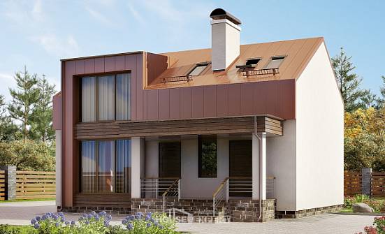 120-004-Л Проект двухэтажного дома мансардный этаж, простой домик из пеноблока Темрюк | Проекты домов от House Expert