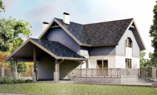 150-011-П Проект двухэтажного дома мансардой и гаражом, уютный дом из арболита Темрюк | Проекты домов от House Expert