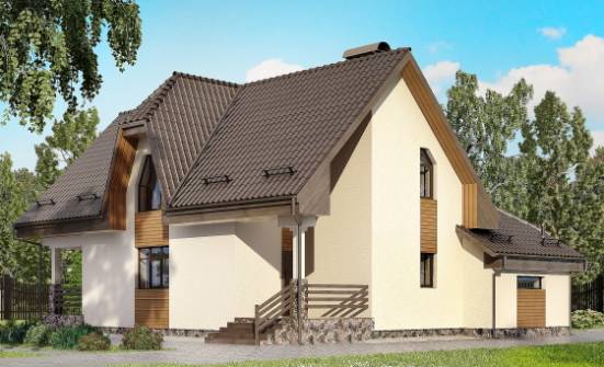 150-001-Л Проект двухэтажного дома мансардой, гараж, небольшой домик из керамзитобетонных блоков Темрюк | Проекты домов от House Expert