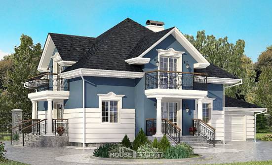 180-002-П Проект двухэтажного дома с мансардой, гараж, средний домик из кирпича Темрюк | Проекты домов от House Expert