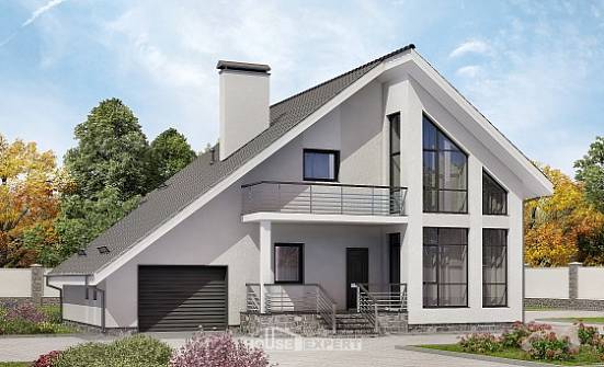 200-007-Л Проект двухэтажного дома с мансардным этажом, гараж, просторный домик из бризолита Темрюк | Проекты домов от House Expert