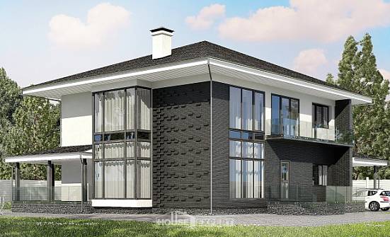 245-002-П Проект двухэтажного дома и гаражом, красивый коттедж из твинблока Темрюк | Проекты домов от House Expert