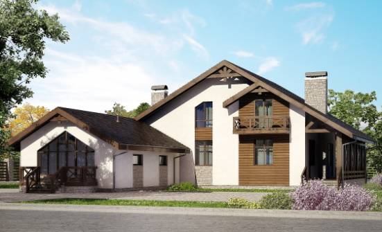 265-001-П Проект двухэтажного дома с мансардой и гаражом, уютный загородный дом из бризолита Темрюк | Проекты домов от House Expert