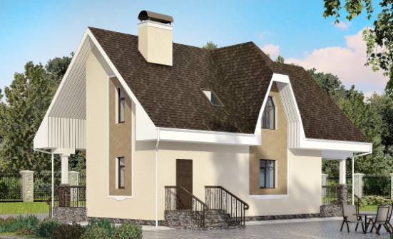 125-001-Л Проект двухэтажного дома с мансардой, классический коттедж из бризолита Темрюк | Проекты домов от House Expert