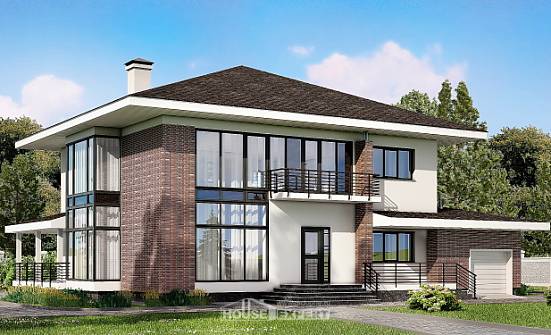 275-002-П Проект двухэтажного дома и гаражом, современный коттедж из кирпича Темрюк | Проекты домов от House Expert