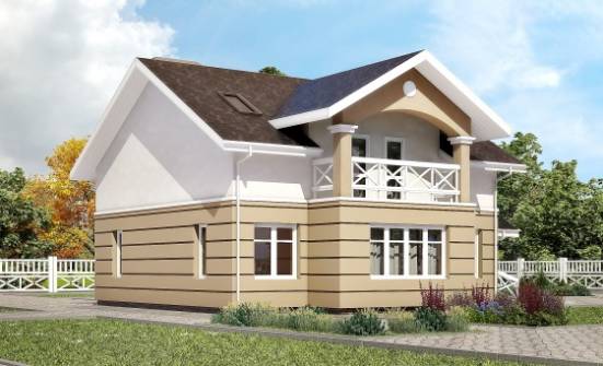 155-009-П Проект двухэтажного дома мансардой, экономичный загородный дом из пеноблока Темрюк | Проекты домов от House Expert