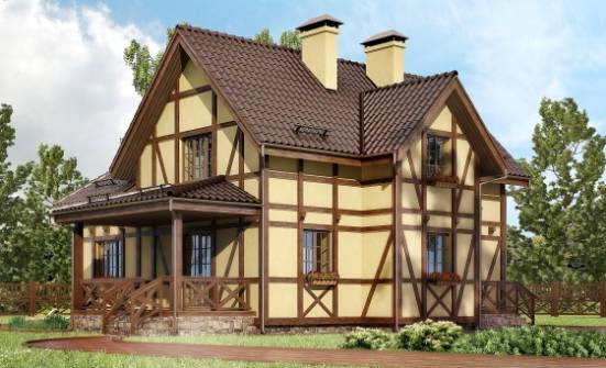 160-003-П Проект двухэтажного дома с мансардой, классический коттедж из пеноблока Темрюк | Проекты домов от House Expert
