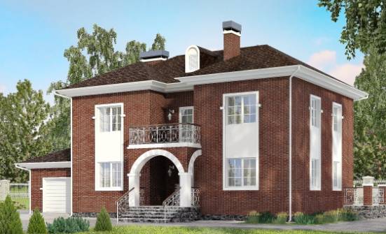 180-006-Л Проект двухэтажного дома и гаражом, просторный коттедж из кирпича Темрюк | Проекты домов от House Expert
