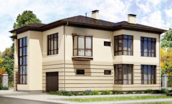300-006-П Проект двухэтажного дома и гаражом, просторный загородный дом из кирпича Темрюк | Проекты домов от House Expert