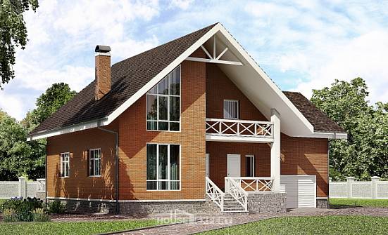 215-001-П Проект двухэтажного дома с мансардой, гараж, просторный коттедж из блока Темрюк | Проекты домов от House Expert