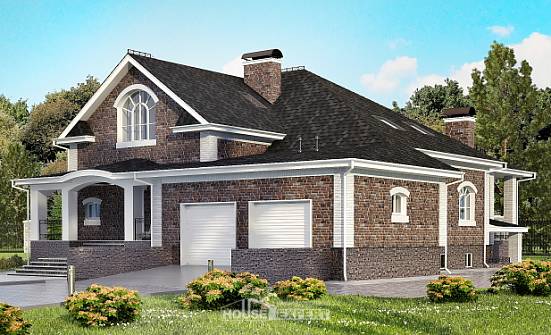 490-001-П Проект трехэтажного дома мансардой, гараж, большой загородный дом из кирпича Темрюк | Проекты домов от House Expert