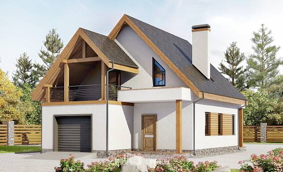 120-005-П Проект двухэтажного дома мансардный этаж, гараж, красивый дом из бризолита Темрюк | Проекты домов от House Expert