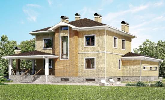 350-002-Л Проект трехэтажного дома, гараж, классический загородный дом из кирпича Темрюк | Проекты домов от House Expert