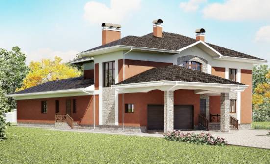 400-002-Л Проект двухэтажного дома и гаражом, просторный загородный дом из кирпича Темрюк | Проекты домов от House Expert