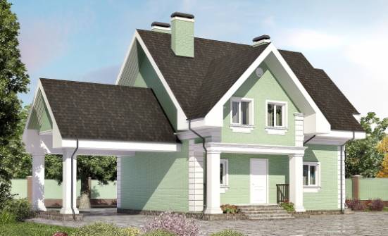 140-003-Л Проект двухэтажного дома с мансардой, гараж, классический коттедж из твинблока Темрюк | Проекты домов от House Expert