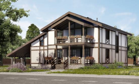 250-002-П Проект двухэтажного дома с мансардой и гаражом, уютный дом из кирпича Темрюк | Проекты домов от House Expert