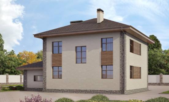 185-004-П Проект двухэтажного дома и гаражом, средний коттедж из блока Темрюк | Проекты домов от House Expert