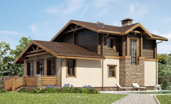 170-004-П Проект двухэтажного дома с мансардным этажом, гараж, доступный домик из арболита из бревен Темрюк | Проекты домов от House Expert