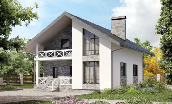 155-001-Л Проект двухэтажного дома мансардный этаж и гаражом, классический загородный дом из блока Темрюк | Проекты домов от House Expert