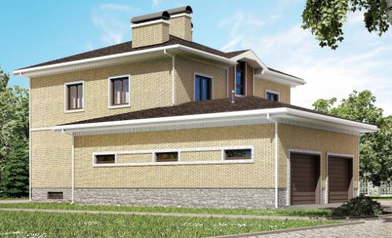 350-002-Л Проект трехэтажного дома, гараж, классический загородный дом из кирпича Темрюк | Проекты домов от House Expert