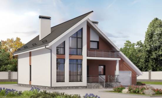 200-007-П Проект двухэтажного дома с мансардой и гаражом, средний загородный дом из блока Темрюк | Проекты домов от House Expert