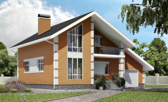 190-006-П Проект двухэтажного дома с мансардой, гараж, простой коттедж из пеноблока Темрюк | Проекты домов от House Expert