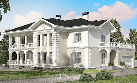 340-002-П Проект двухэтажного дома и гаражом, классический загородный дом из кирпича Темрюк | Проекты домов от House Expert