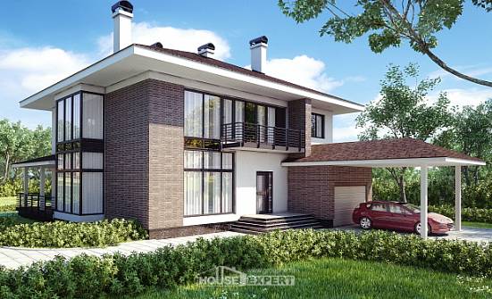 340-001-П Проект двухэтажного дома, гараж, классический домик из кирпича Темрюк | Проекты домов от House Expert