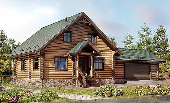270-002-П Проект двухэтажного дома с мансардой, гараж, уютный дом из дерева Темрюк | Проекты домов от House Expert