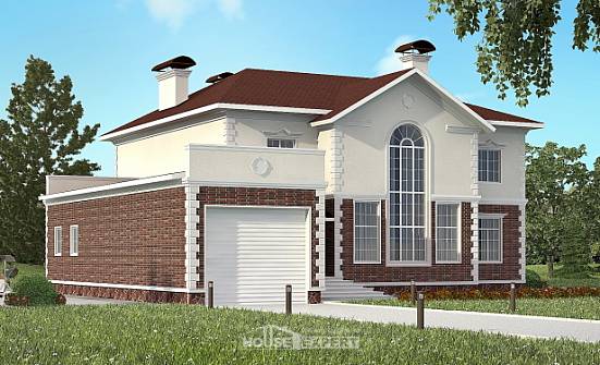 380-001-Л Проект двухэтажного дома и гаражом, большой домик из кирпича Темрюк | Проекты домов от House Expert