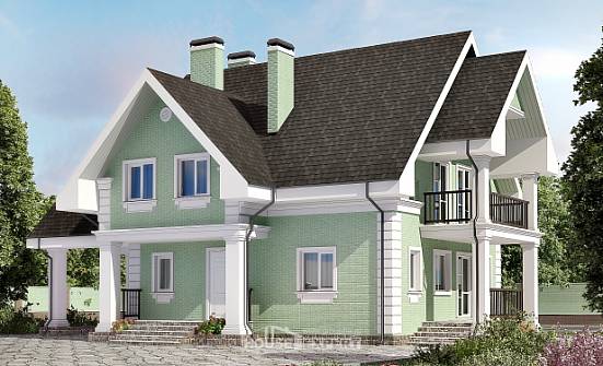 140-003-Л Проект двухэтажного дома с мансардой, гараж, классический коттедж из твинблока Темрюк | Проекты домов от House Expert