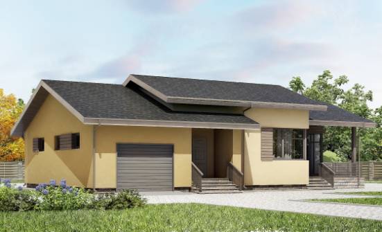 135-002-Л Проект одноэтажного дома, гараж, бюджетный дом из поризованных блоков Темрюк | Проекты домов от House Expert