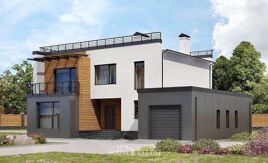 260-002-П Проект двухэтажного дома и гаражом, красивый загородный дом из блока Темрюк | Проекты домов от House Expert