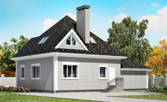 135-001-Л Проект двухэтажного дома с мансардным этажом и гаражом, уютный коттедж из кирпича Темрюк | Проекты домов от House Expert