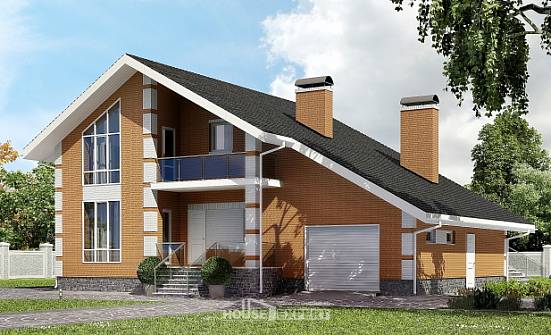 190-006-П Проект двухэтажного дома с мансардой, гараж, простой коттедж из пеноблока Темрюк | Проекты домов от House Expert