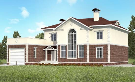 380-001-Л Проект двухэтажного дома и гаражом, большой домик из кирпича Темрюк | Проекты домов от House Expert
