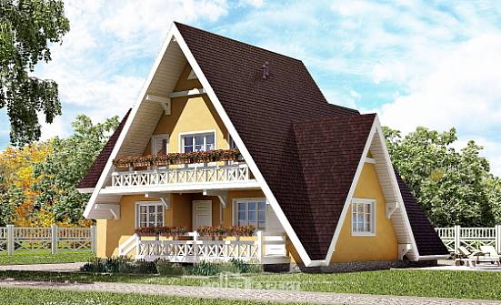 155-008-П Проект двухэтажного дома с мансардным этажом, классический коттедж из дерева Темрюк | Проекты домов от House Expert