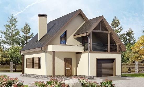 120-005-Л Проект двухэтажного дома с мансардой, гараж, классический загородный дом из блока Темрюк | Проекты домов от House Expert