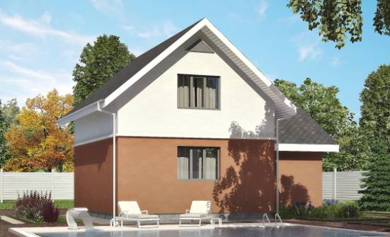 120-002-Л Проект двухэтажного дома с мансардным этажом и гаражом, бюджетный домик из пеноблока, Темрюк
