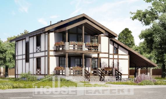 250-002-Л Проект двухэтажного дома с мансардным этажом, гараж, простой домик из кирпича Темрюк, House Expert