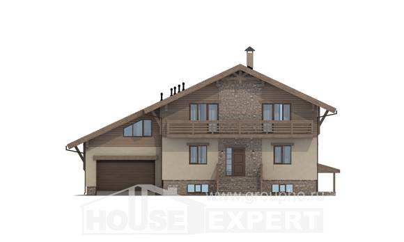 420-001-Л Проект трехэтажного дома с мансардой и гаражом, современный домик из кирпича, Темрюк